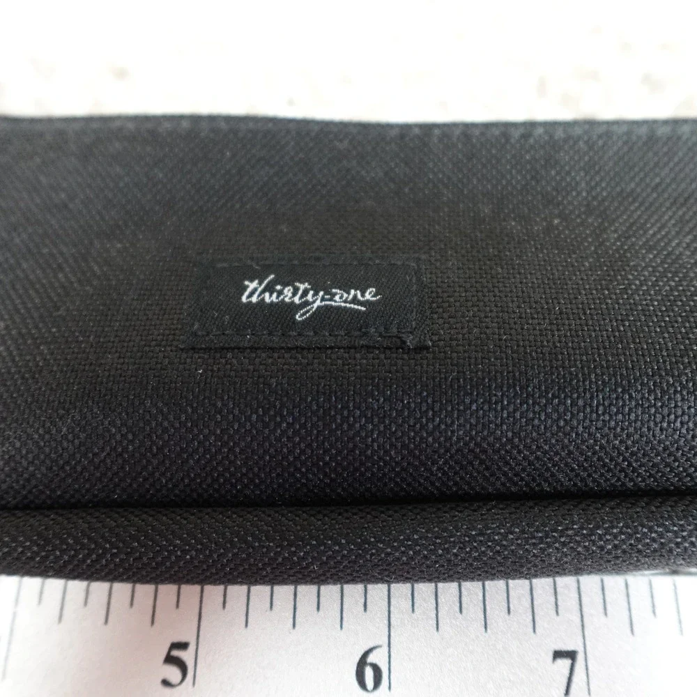 Thirty-One Medium Top a Tote Lid Black Fabric Clear Top Storage Organizer